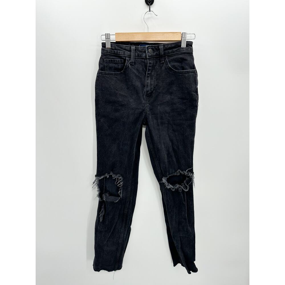 Hollister Ultra High Rise 90s Vintage Straight Black‎ Denim Jeans Women Size 25